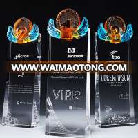 New Design Colored Glass Chinese Liuli  Crystal Trophy Outstanding Contribution Award