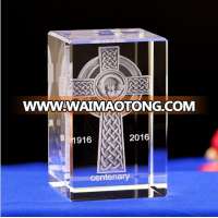 Glass cube 3d laser crystal glass led  cube rotating crystal cube