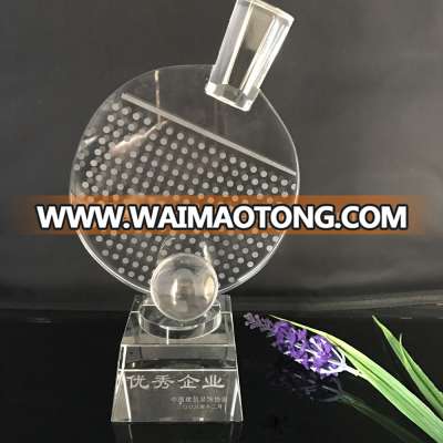 china table tennis award glass award for sports souvenir