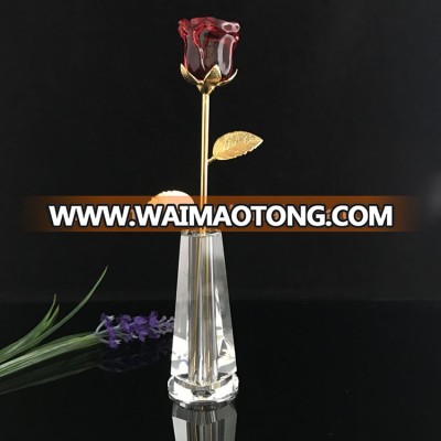 cheap artificial attractive red nice crystal rose flower wedding gifts