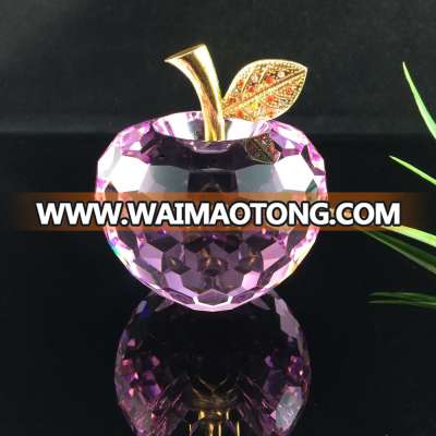 sweet pink crystal glass faceted cut apple for wedding favor