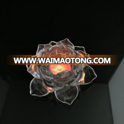 Cheap Integrated Crystal Lotus Flower Candle Holder for Promotional gift