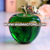 hotsale charming decorative crystal glass green apple model