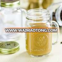 Glass Mason Jar with Handles and Custom Logo